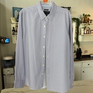 Pronto Uomo Men's White and Black Patterned Shirt